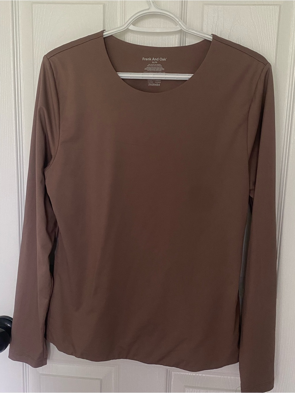 Frank & Oak Women’s Long Sleeve Soft Brown Top Nylon/Spandx Blend Sz XL